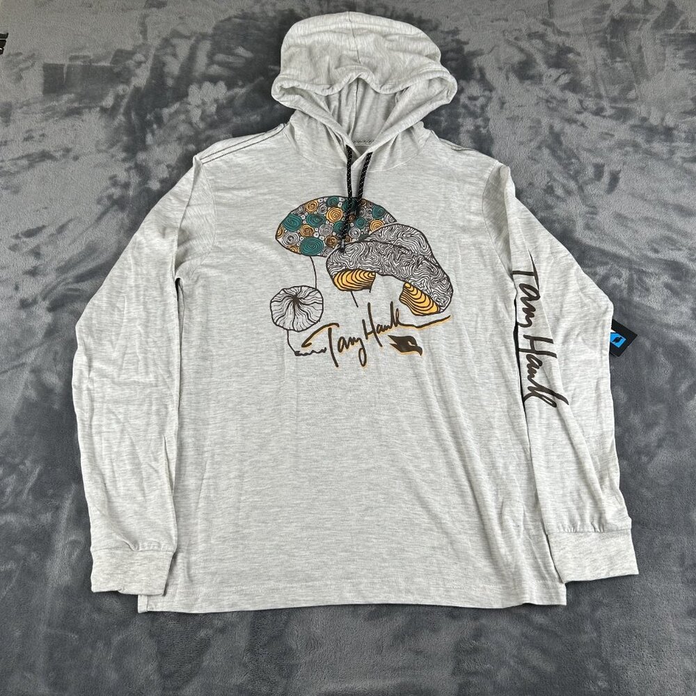 Tony Hawk Men's Shroomed Out Graphic Lightweight Skate Hoodie Medium Gray NWT